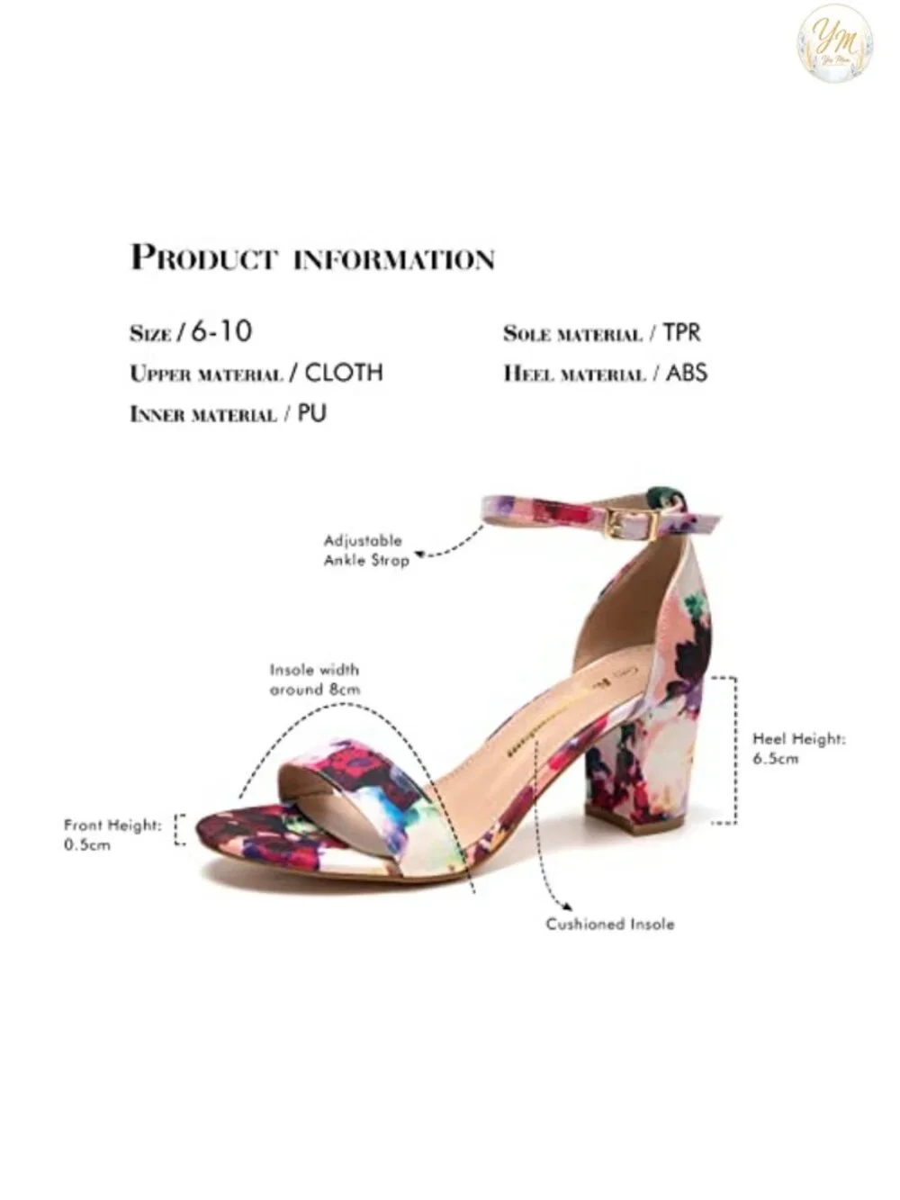 Chunky Heeled Sandals Women's Two Strap Open Toe Ankle Strap PU